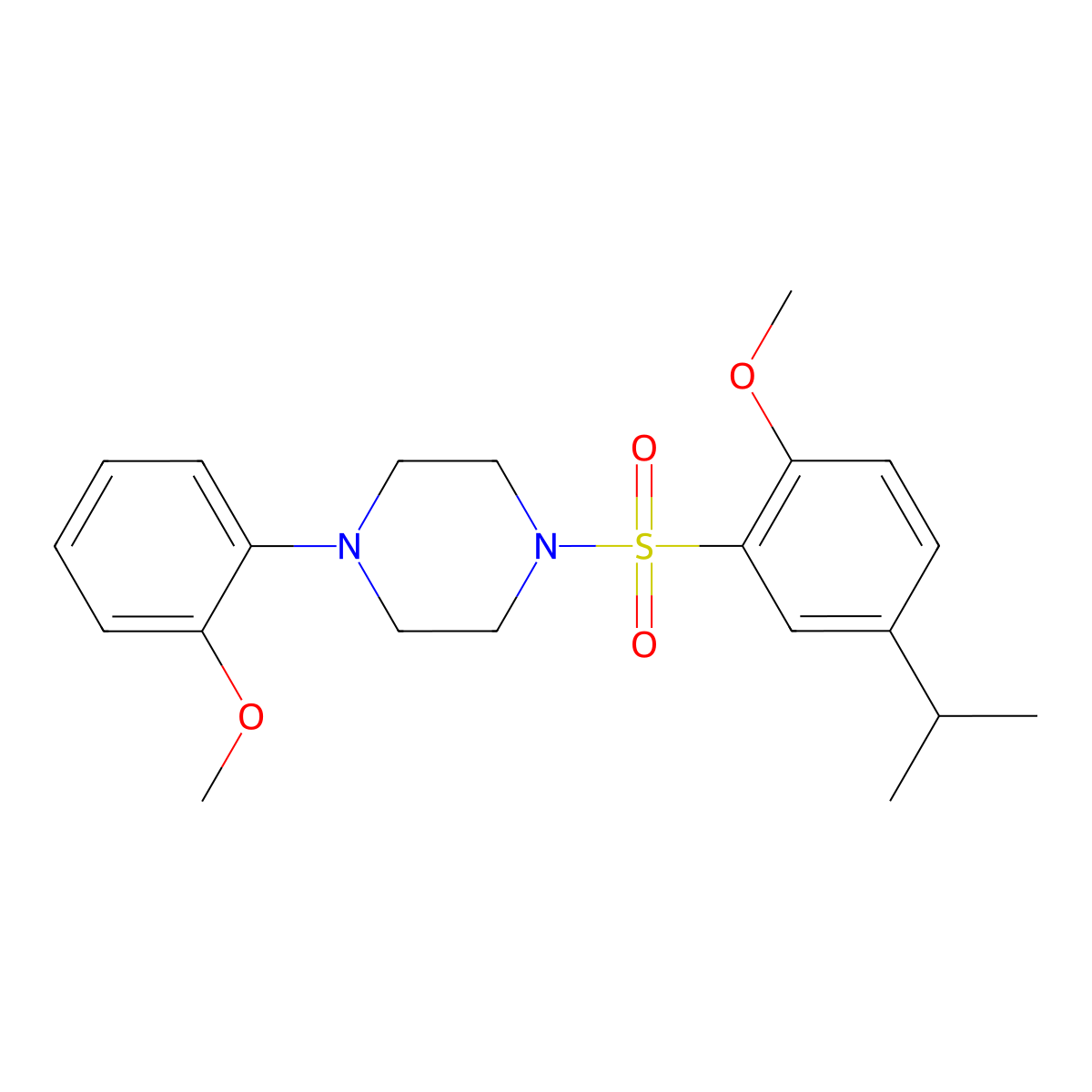 1-[2-Methoxy-5-(propan-2-yl)benzenesulfonyl]-4-(2-methoxyphenyl)piperazine molecular structure, CAS 2212978-93-1