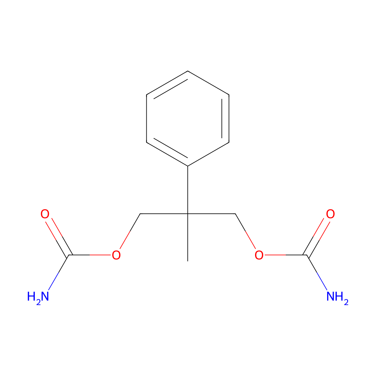 1,3-Propanediol, 2-methyl-2-phenyl-, dicarbamate molecular structure, CAS 22131-25-5