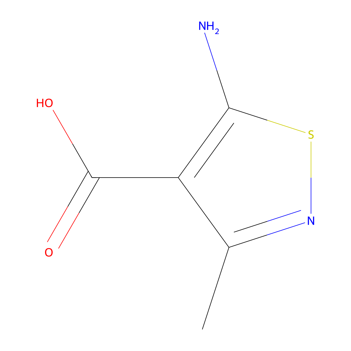 3-Methyl-5-aminoisothiazolo-4-carboxylic acid molecular structure, CAS 22131-51-7