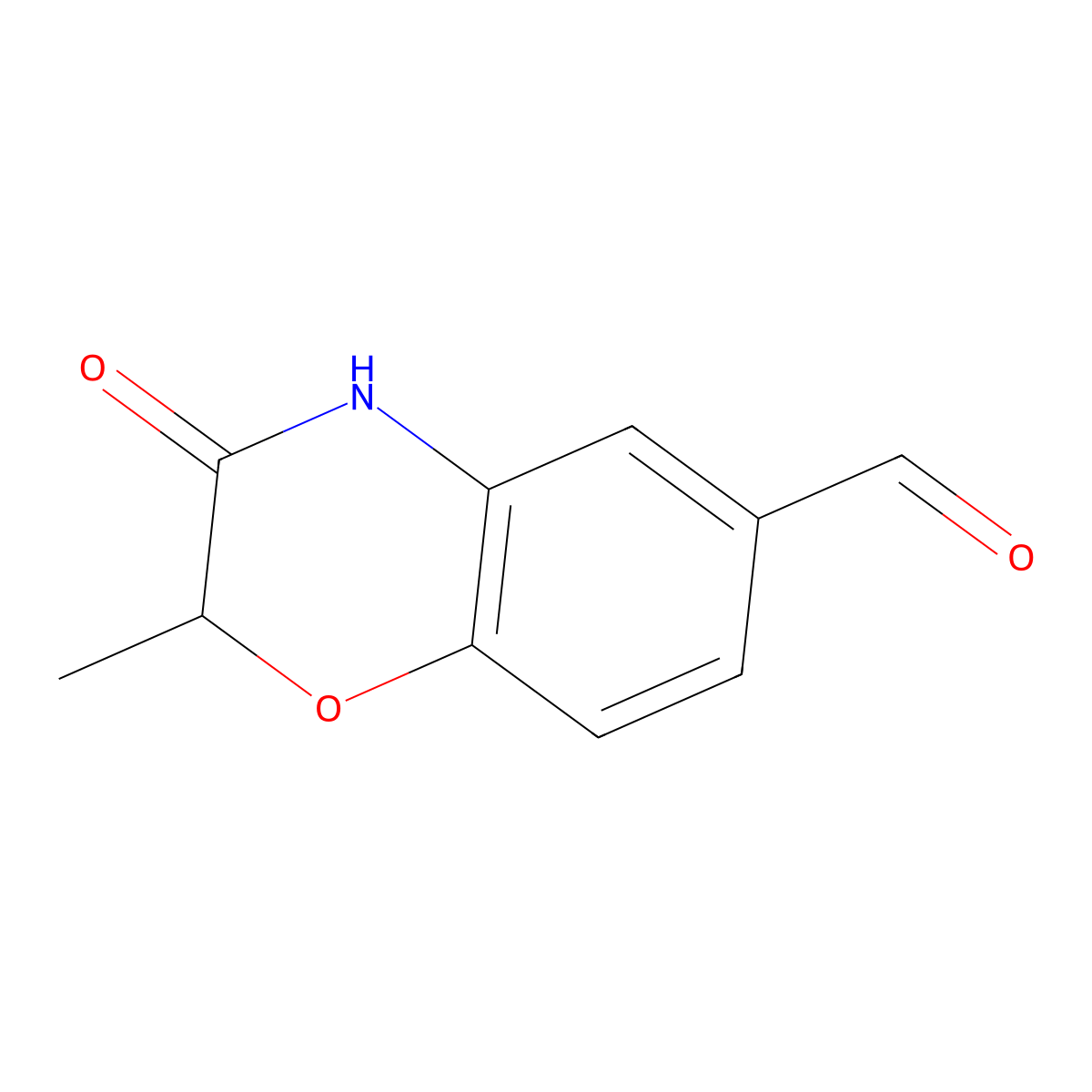2-methyl-3-oxo-3,4-dihydro-2H-1,4-benzoxazine-6-carbaldehyde molecular structure, CAS 221311-44-0