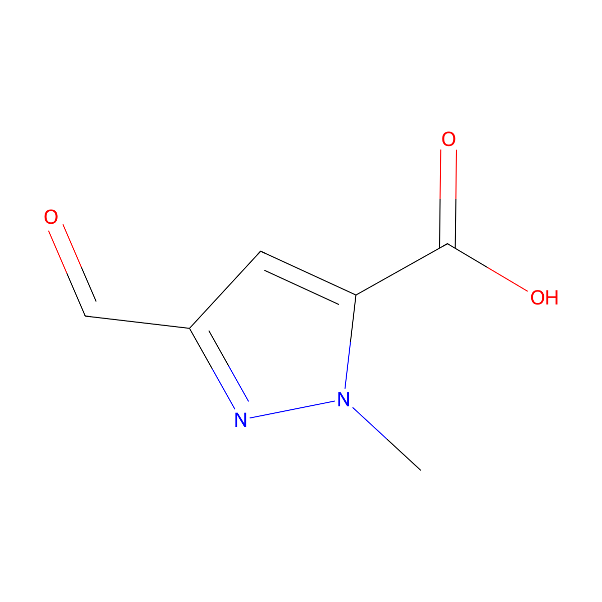 3-formyl-1-methyl-1H-pyrazole-5-carboxylic acid molecular structure, CAS 221323-58-6