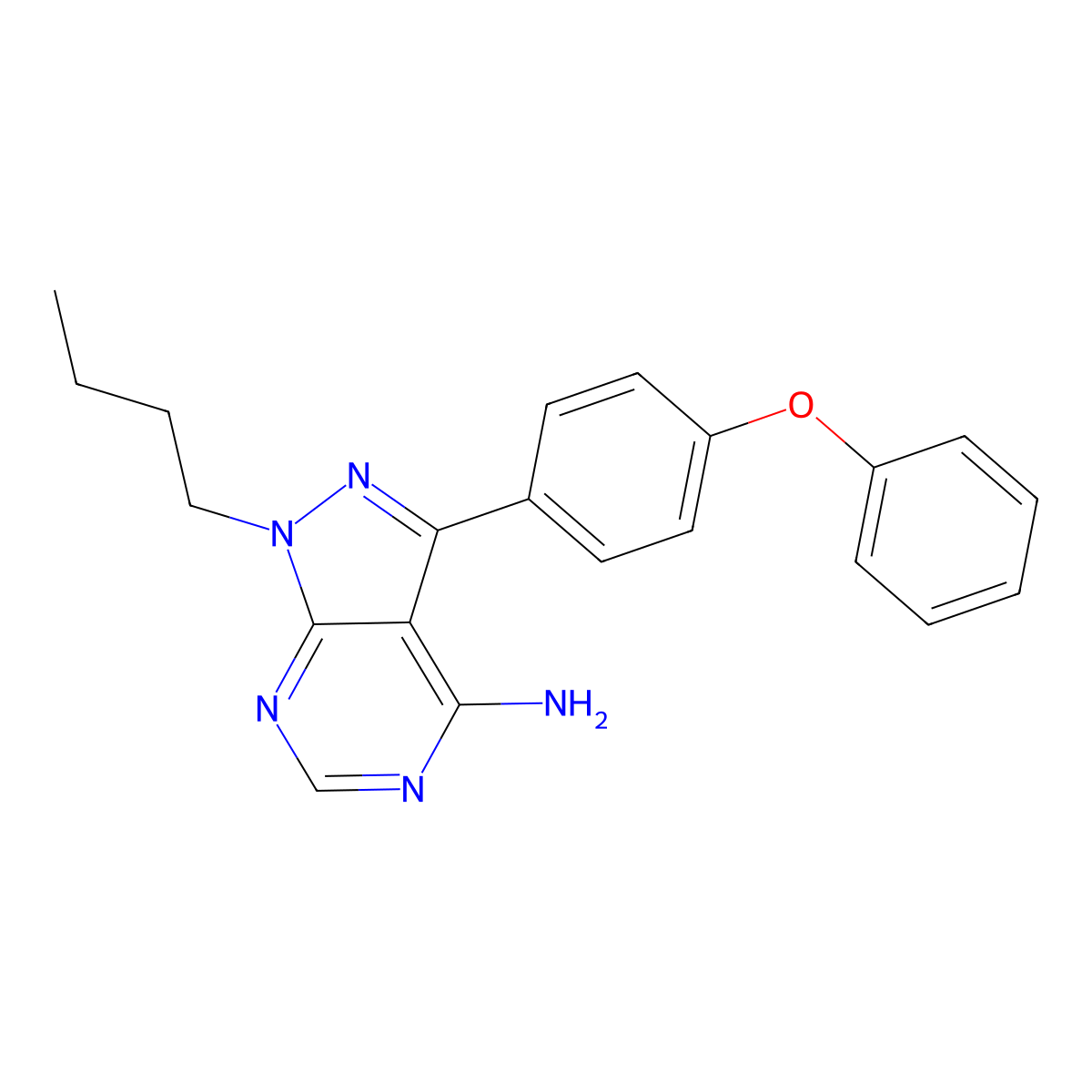 1-Butyl-3-(4-phenoxyphenyl)-1H-pyrazolo[3,4-D]pyrimidin-4-amine molecular structure, CAS 2213398-77-5