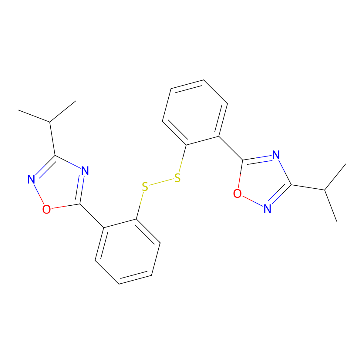 Di[(3-Isopropyl-1,2,4-oxadiazol-5-yl)phen-2-yl]-disuflide molecular structure, CAS 2213402-76-5
