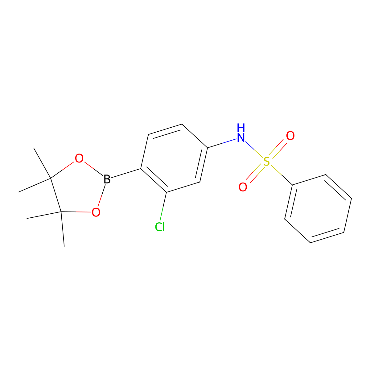 N-(3-chloro-4-(4,4,5,5-tetramethyl-1,3,2-dioxaborolan-2-yl)phenyl)benzenesulfonamide molecular structure, CAS 2213440-04-9