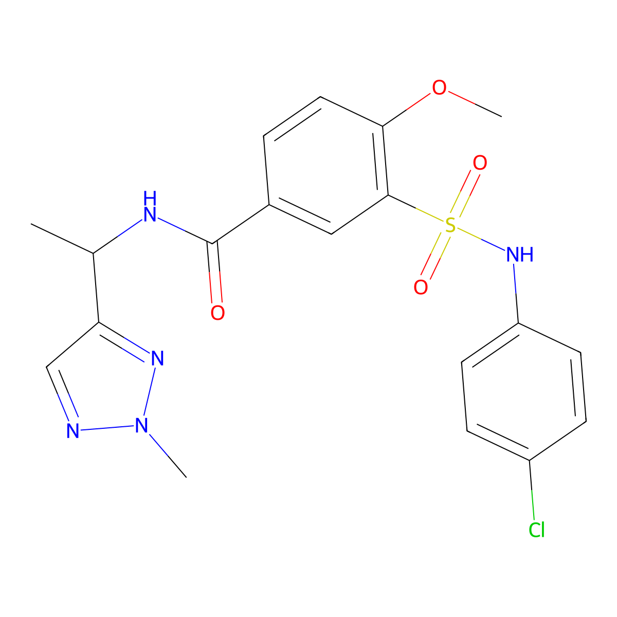 3-[(4-chlorophenyl)sulfamoyl]-4-methoxy-N-[1-(2-methyltriazol-4-yl)ethyl]benzamide molecular structure, CAS 2213468-04-1