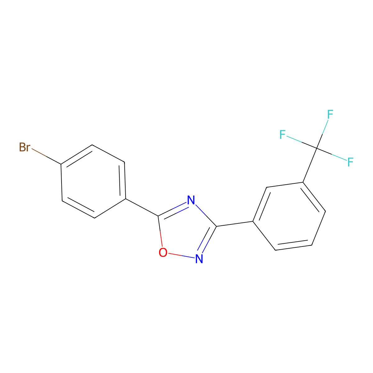 5-(4-Bromophenyl)-3-[3-(trifluoromethyl)phenyl]-1,2,4-oxadiazole molecular structure, CAS 221348-27-2