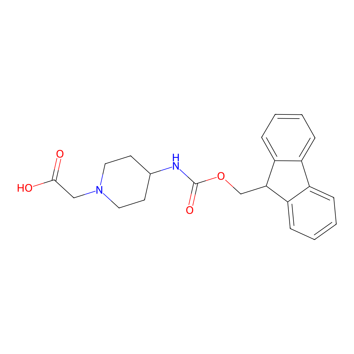 2-(4-((((9H-fluoren-9-yl)methoxy)carbonyl)amino)piperidin-1-yl)acetic acid molecular structure, CAS 221352-82-5