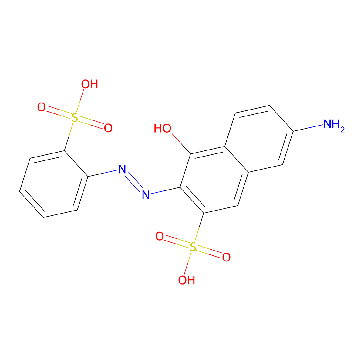 2-Naphthalenesulfonic acid, 7-amino-4-hydroxy-3-(2-(2-sulfophenyl)diazenyl)- molecular structure, CAS 22136-09-0