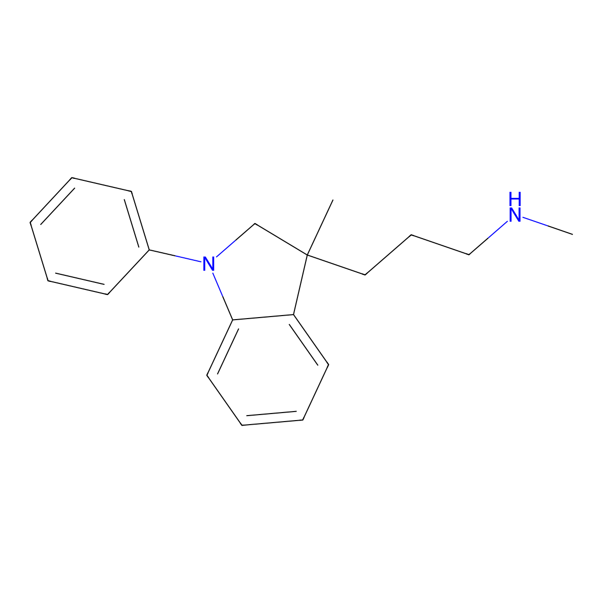 2,3-Dihydro-N,3-dimethyl-1-phenyl-1H-indole-3-propanamine molecular structure, CAS 22136-27-2