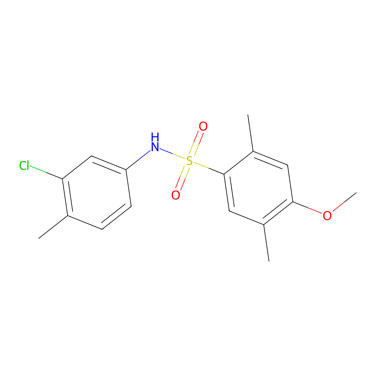 N-(3-chloro-4-methylphenyl)-4-methoxy-2,5-dimethylbenzene-1-sulfonamide molecular structure, CAS 2213620-72-3