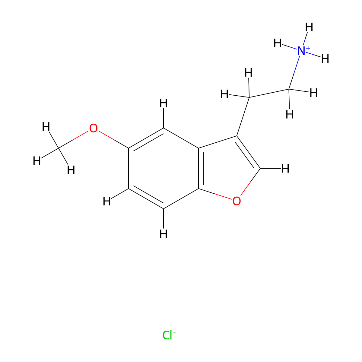 2-(5-Methoxy-1-benzofuran-3-yl)ethan-1-amine--hydrogen chloride (1/1) molecular structure, CAS 22137-01-5