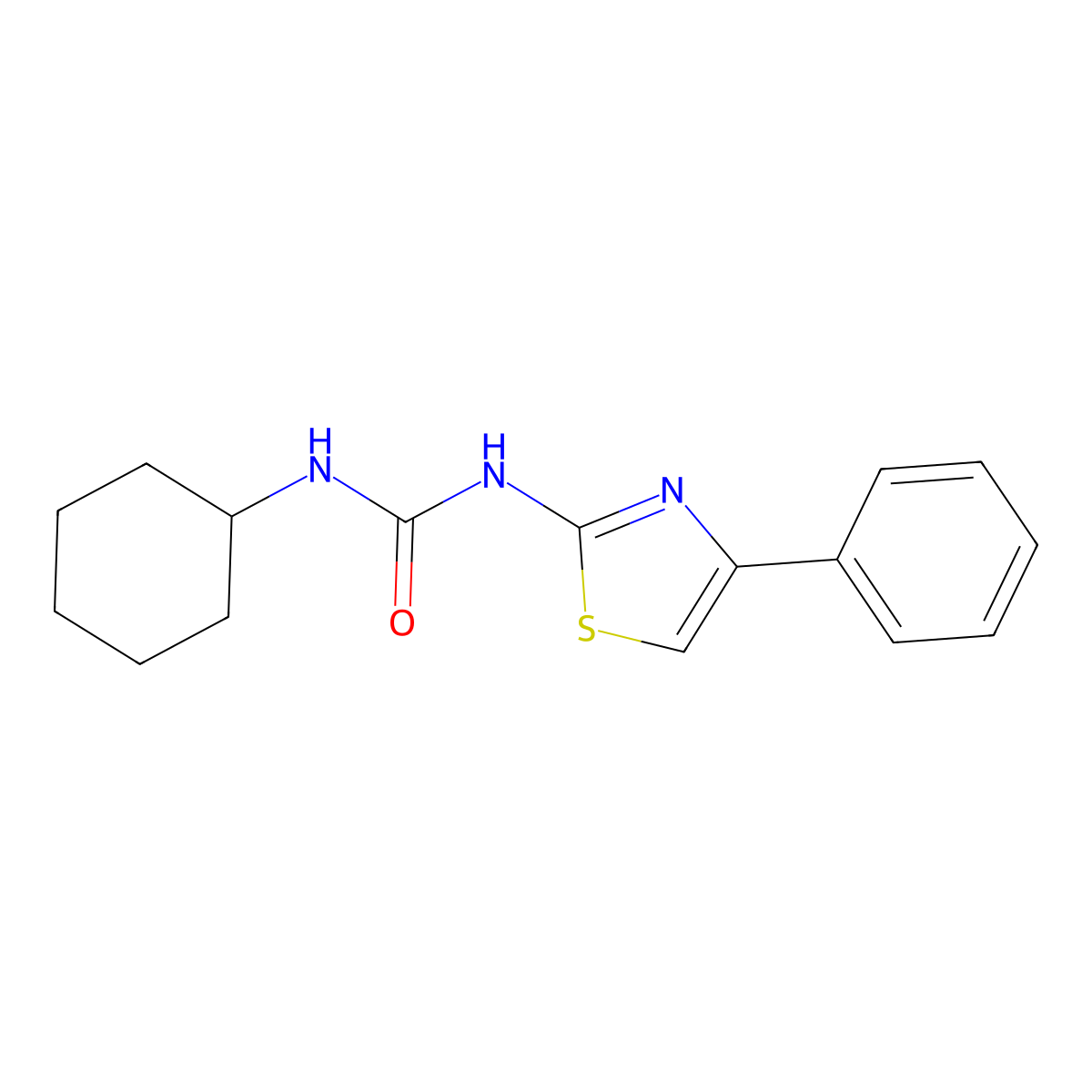 1-Cyclohexyl-3-(4-phenyl-1,3-thiazol-2-yl)urea molecular structure, CAS 221389-37-3