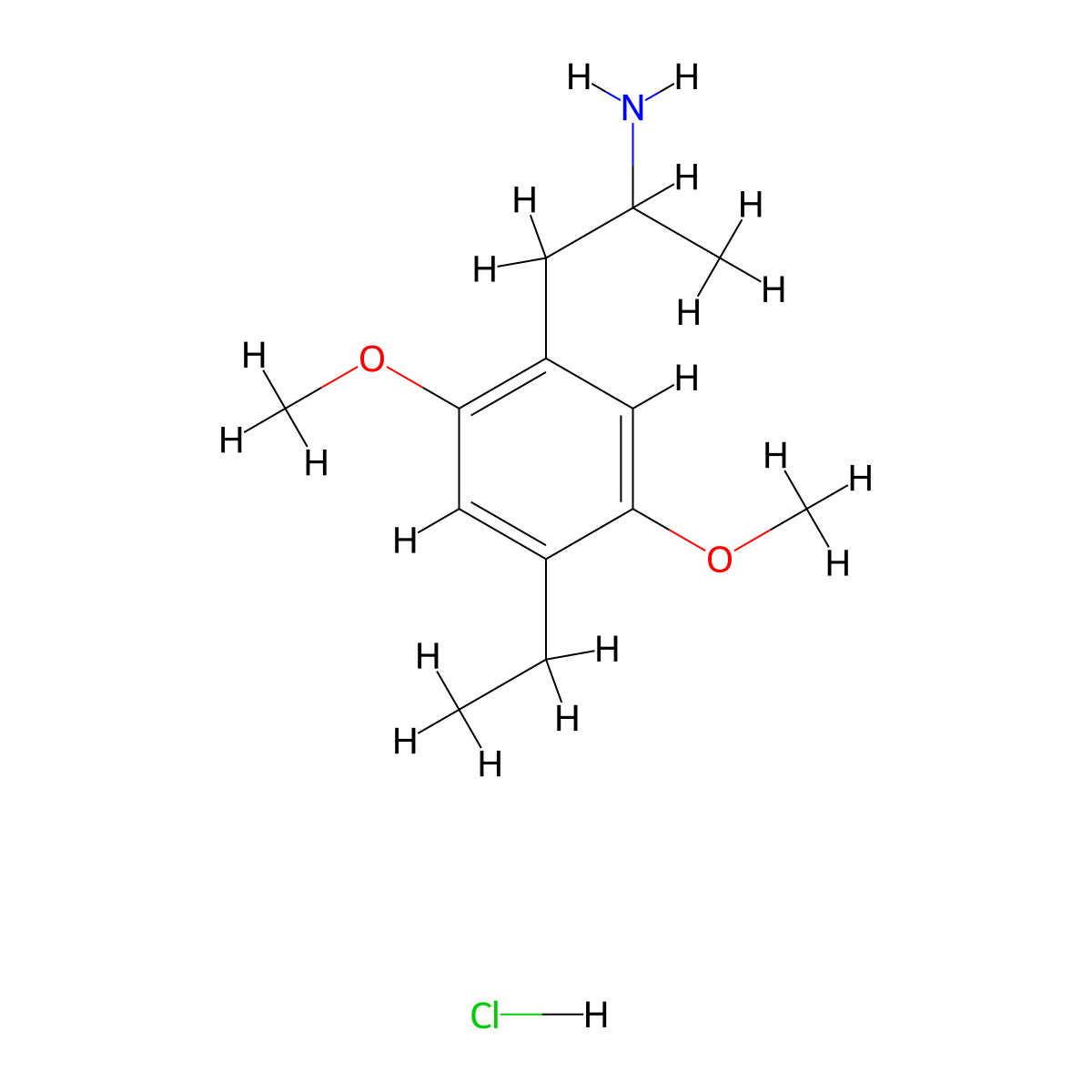 2,5-Dimethoxy-4-ethylamphetamine hydrochloride molecular structure, CAS 22139-65-7