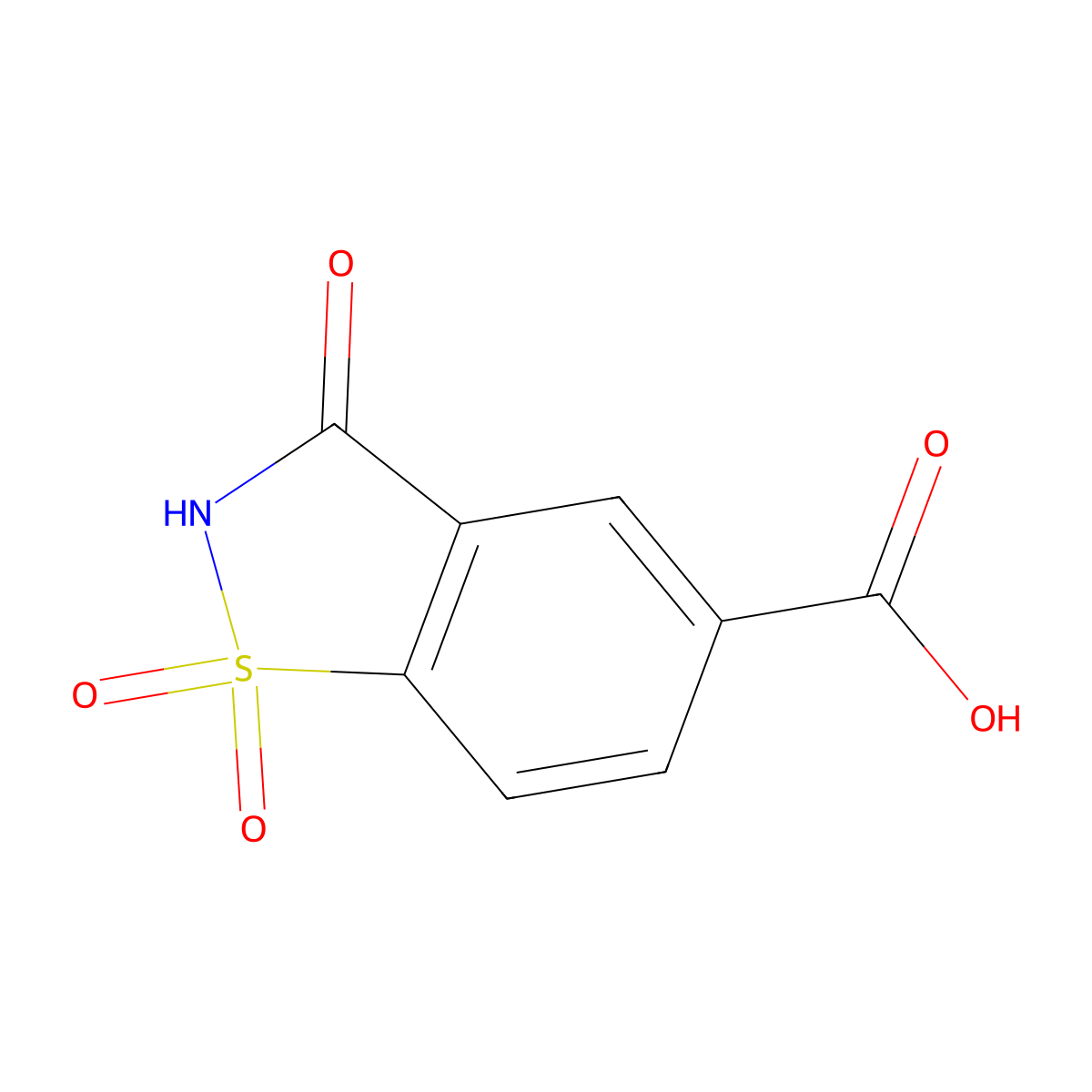 1,1,3-Trioxo-2,3-dihydro-1,2-benzothiazole-5-carboxylic acid molecular structure, CAS 221446-00-0