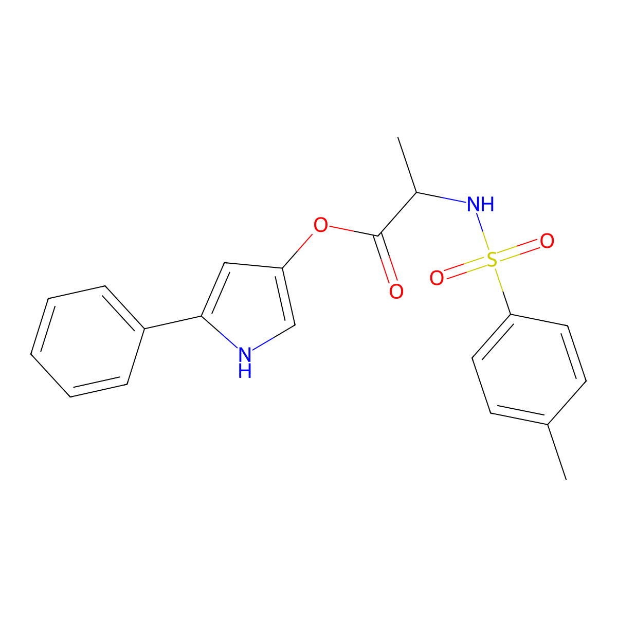 (5-phenyl-1H-pyrrol-3-yl) 2-(p-tolylsulfonylamino)propanoate molecular structure, CAS 221446-55-5