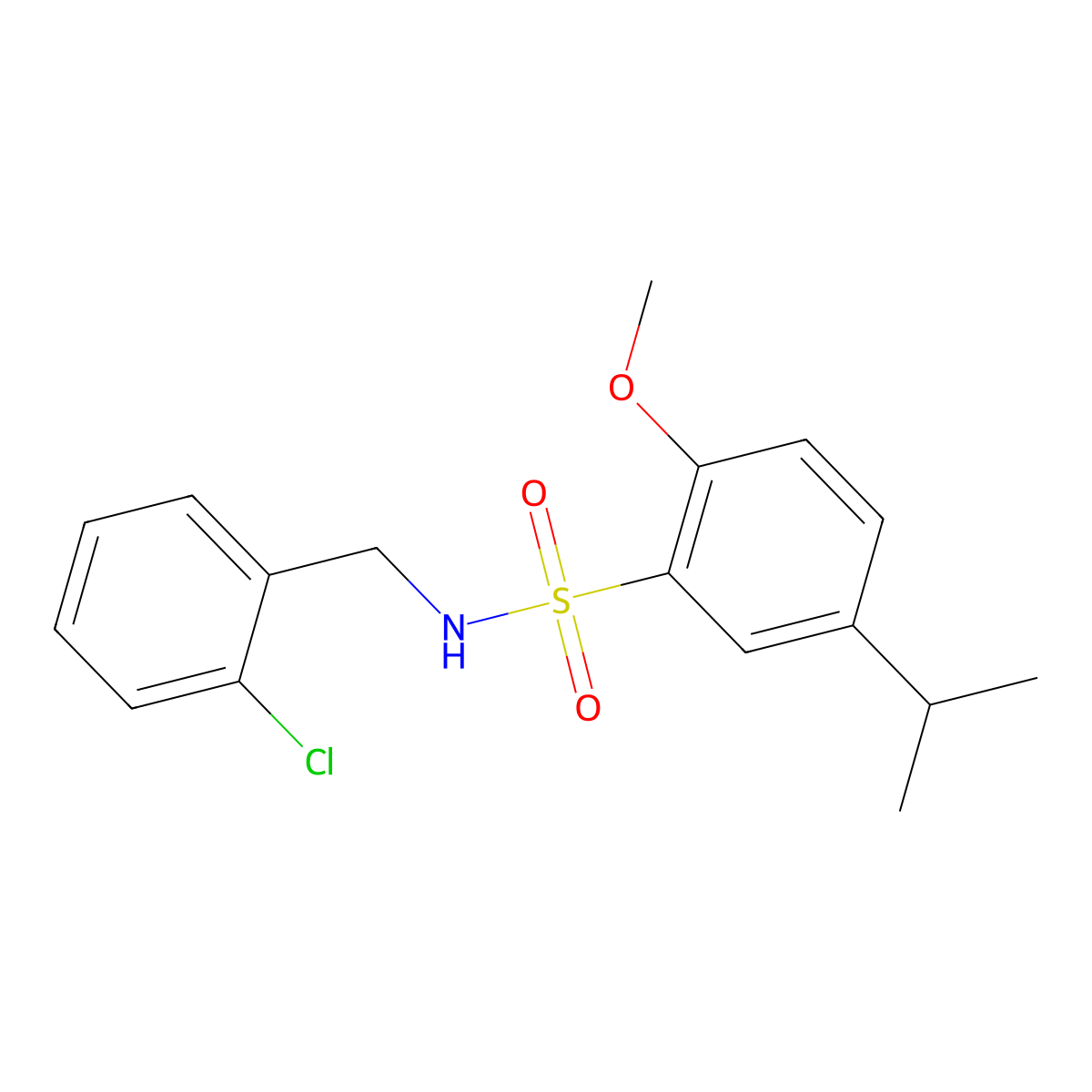 N-(2-chlorobenzyl)-5-isopropyl-2-methoxybenzenesulfonamide molecular structure, CAS 2214577-89-4