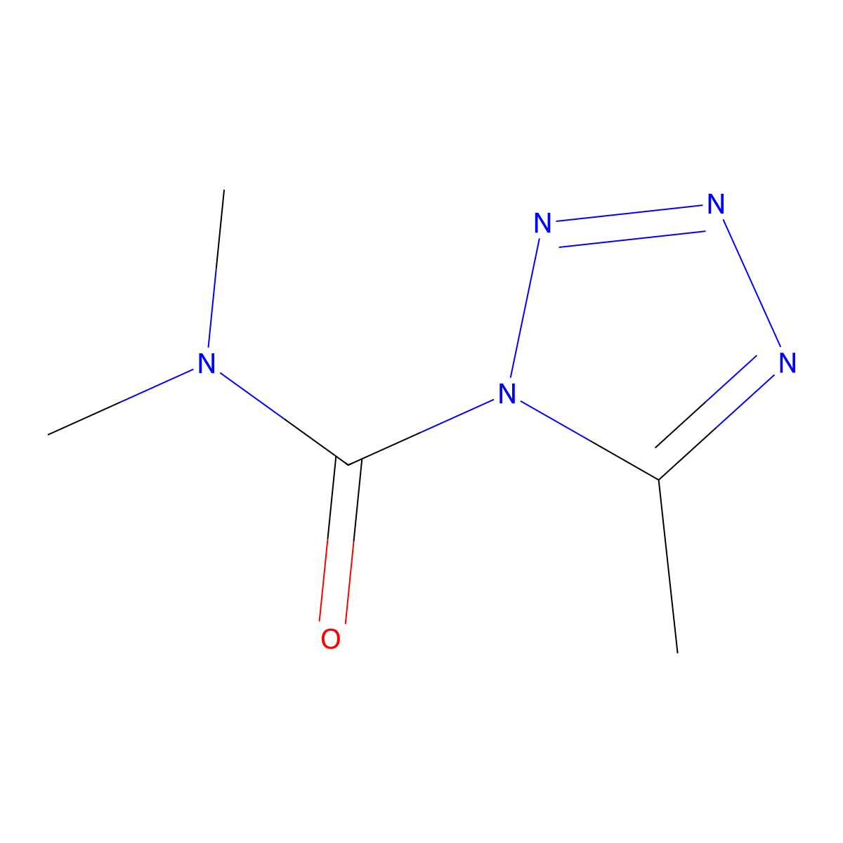 N,N,5-trimethyl-1H-1,2,3,4-tetrazole-1-carboxamide molecular structure, CAS 221463-56-5