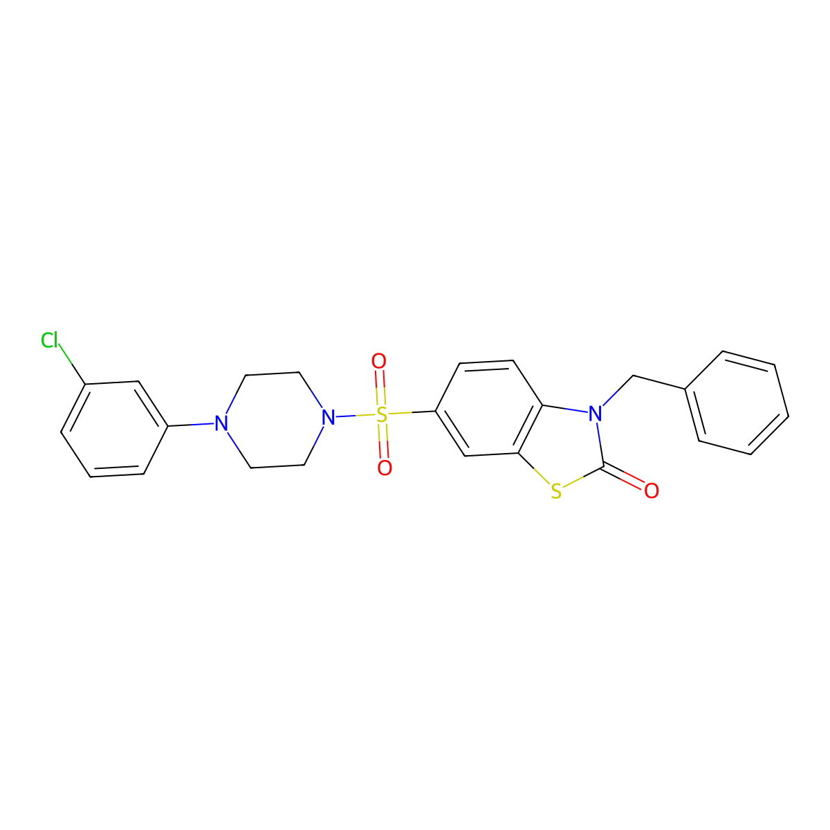 3-Benzyl-6-((4-(3-chlorophenyl)piperazin-1-yl)sulfonyl)benzo[d]thiazol-2(3H)-one molecular structure, CAS 2214647-64-8