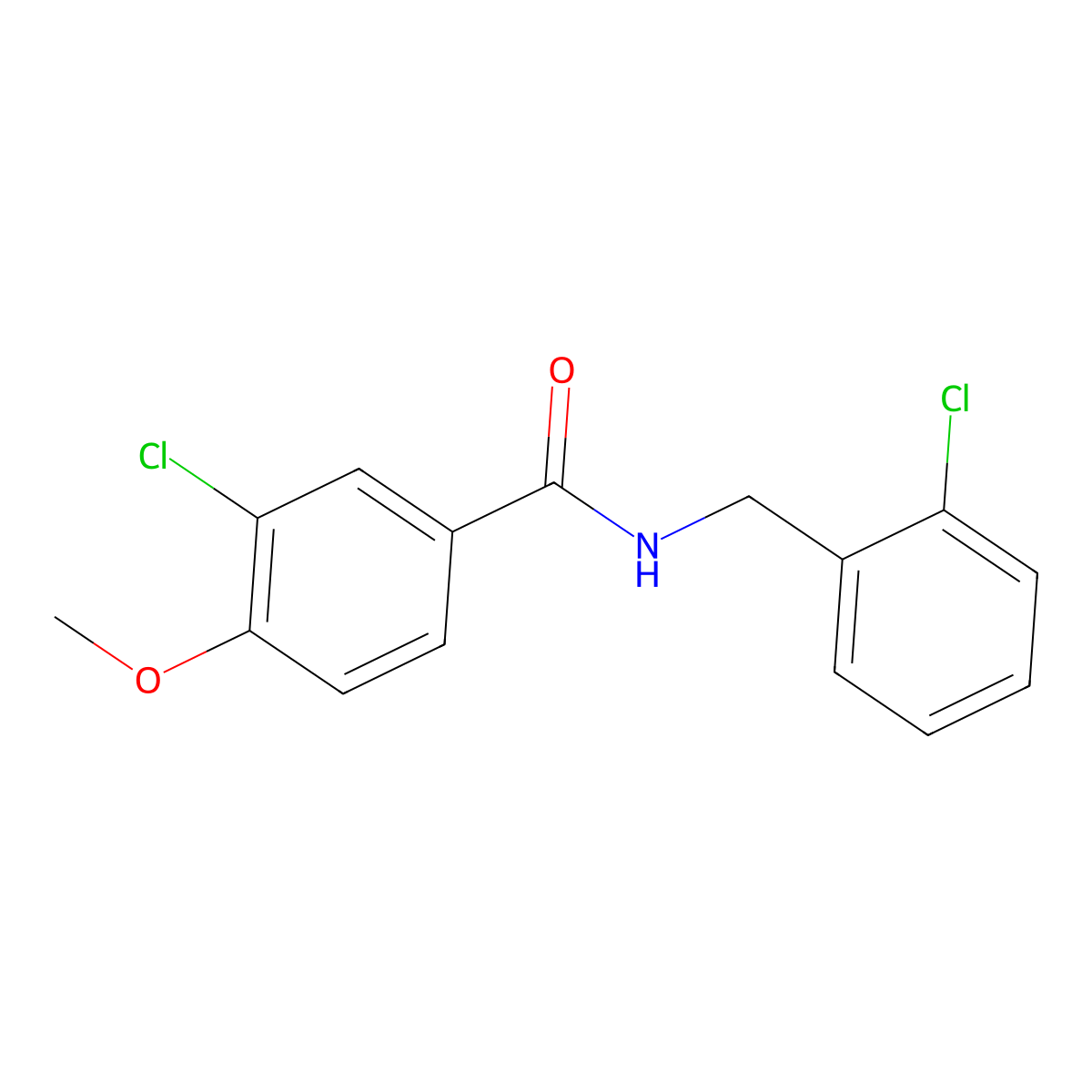 3-Chloro-N-[(2-chlorophenyl)methyl]-4-methoxybenzamide molecular structure, CAS 2214690-15-8