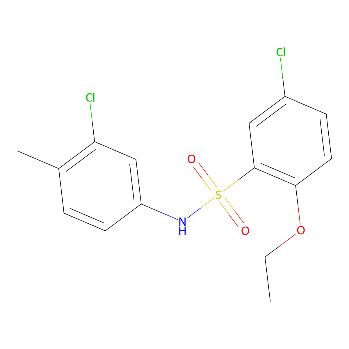 5-Chloro-N-(3-chloro-4-methylphenyl)-2-ethoxybenzenesulfonamide molecular structure, CAS 2214737-33-2