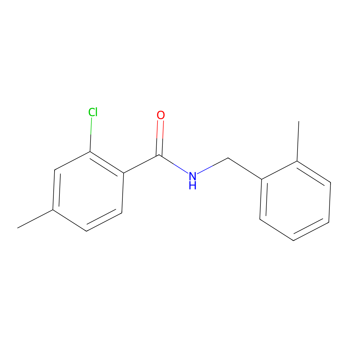 2-Chloro-4-methyl-N-[(2-methylphenyl)methyl]benzamide molecular structure, CAS 2214807-60-8