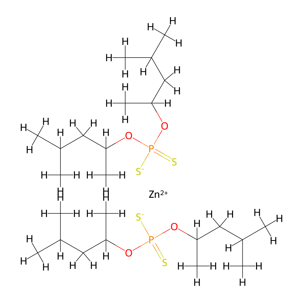 Zinc bis(O,O-bis(1,3-dimethylbutyl) dithiophosphate) molecular structure, CAS 2215-35-2