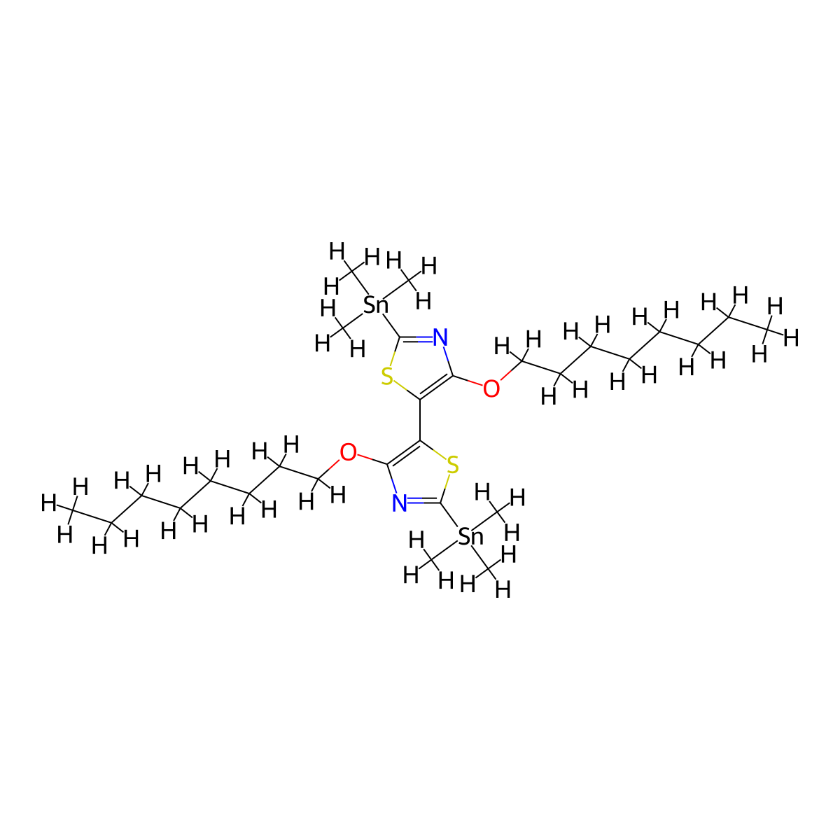 4,4'-Bis(octyloxy)-2,2'-bis(trimethylstannyl)-5,5'-bithiazole molecular structure, CAS 2215018-37-2