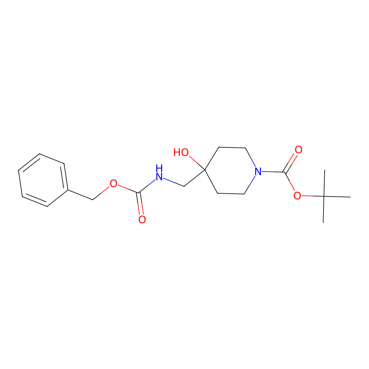 Tert-butyl 4-({[(benzyloxy)carbonyl]amino}methyl)-4-hydroxypiperidine-1-carboxylate molecular structure, CAS 2215028-43-4