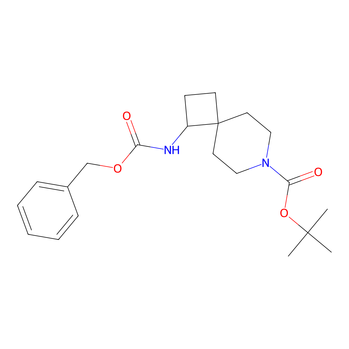 tert-Butyl 1-(((benzyloxy)carbonyl)amino)-7-azaspiro[3.5]nonane-7-carboxylate molecular structure, CAS 2215028-48-9