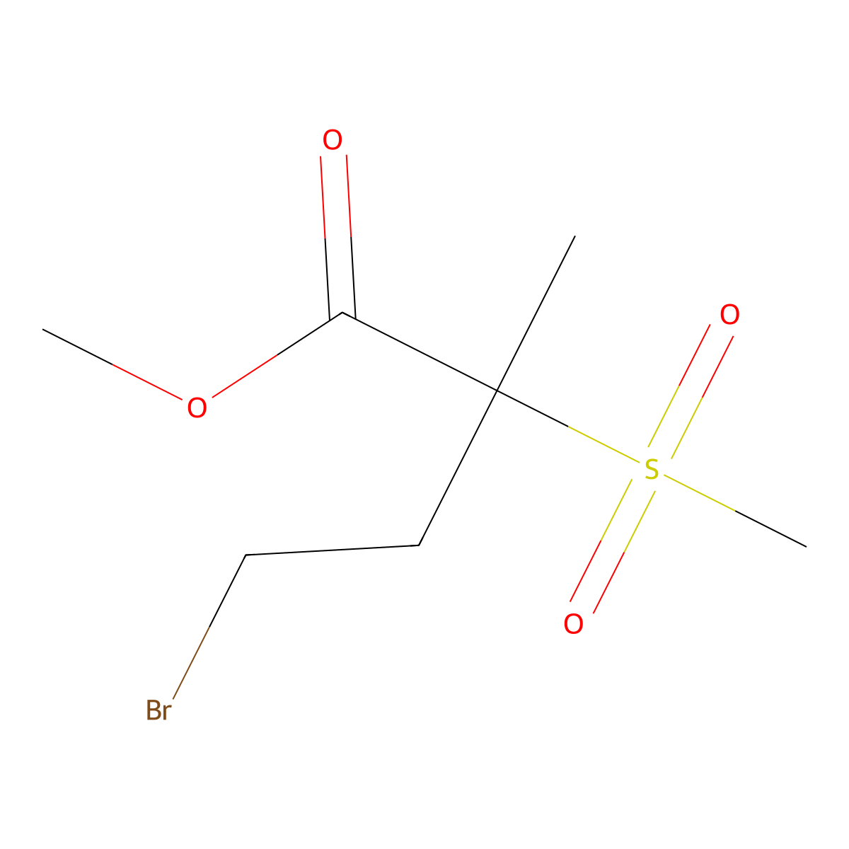 Methyl 4-bromo-2-methyl-2-(methylsulfonyl)butanoate molecular structure, CAS 2215065-09-9