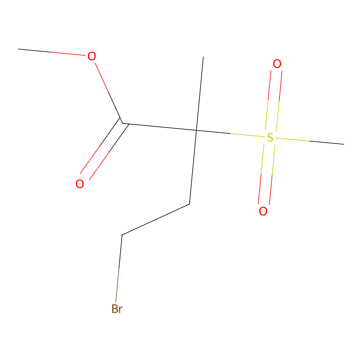 Methyl 4-bromo-2-methyl-2-(methylsulfonyl)butanoate molecular structure, CAS 2215065-09-9