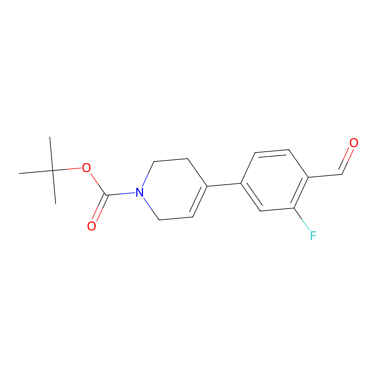 tert-butyl 4-(3-fluoro-4-formylphenyl)-3,6-dihydropyridine-1(2H)-carboxylate molecular structure, CAS 2215065-42-0