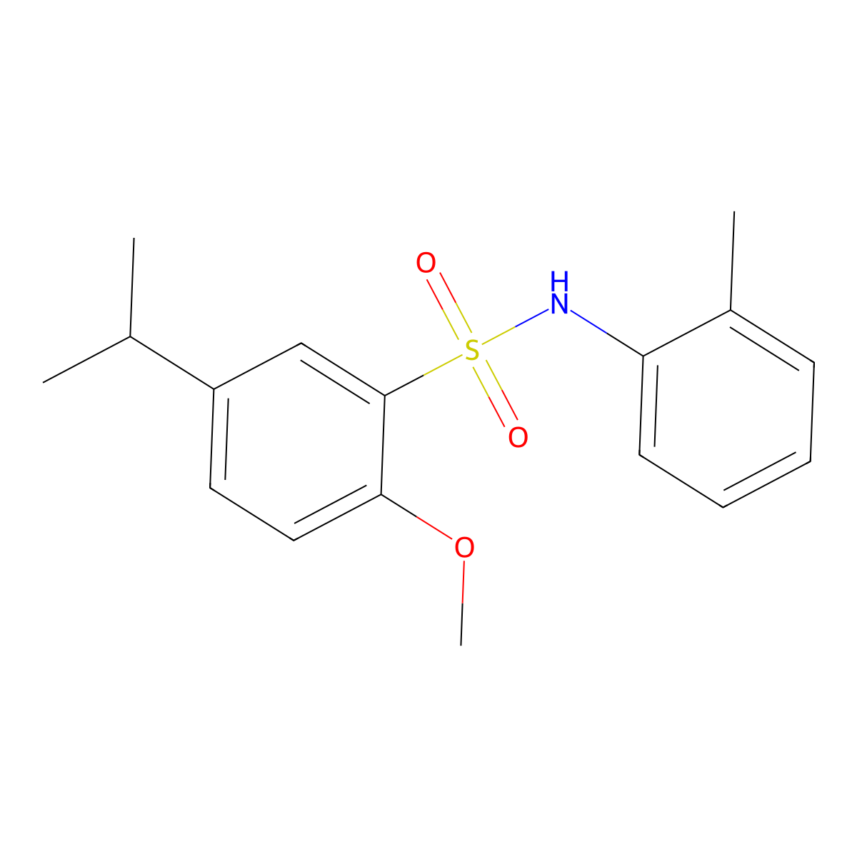 2-methoxy-N-(2-methylphenyl)-5-(propan-2-yl)benzene-1-sulfonamide molecular structure, CAS 2215230-06-9