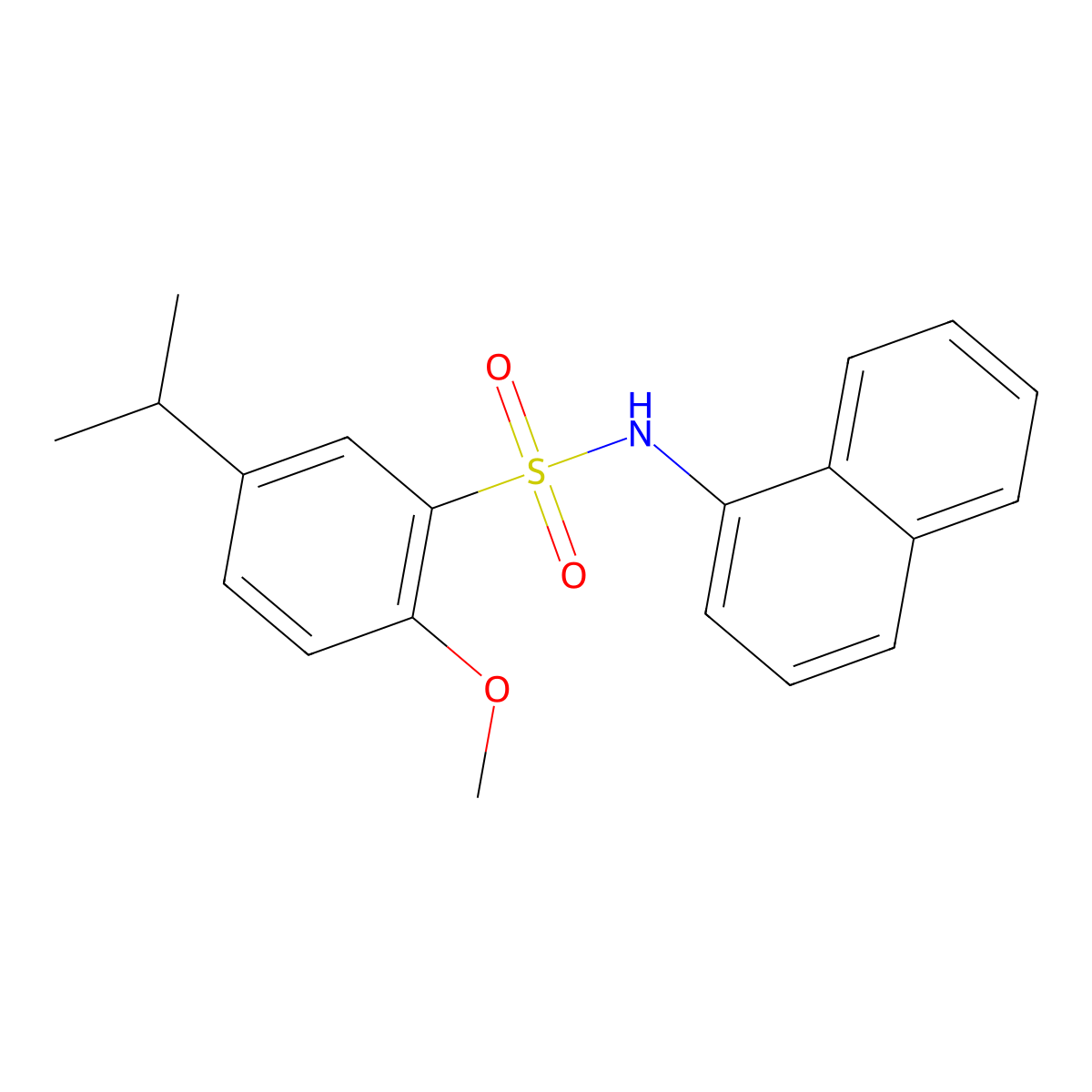 2-methoxy-N-(naphthalen-1-yl)-5-(propan-2-yl)benzene-1-sulfonamide molecular structure, CAS 2215230-38-7