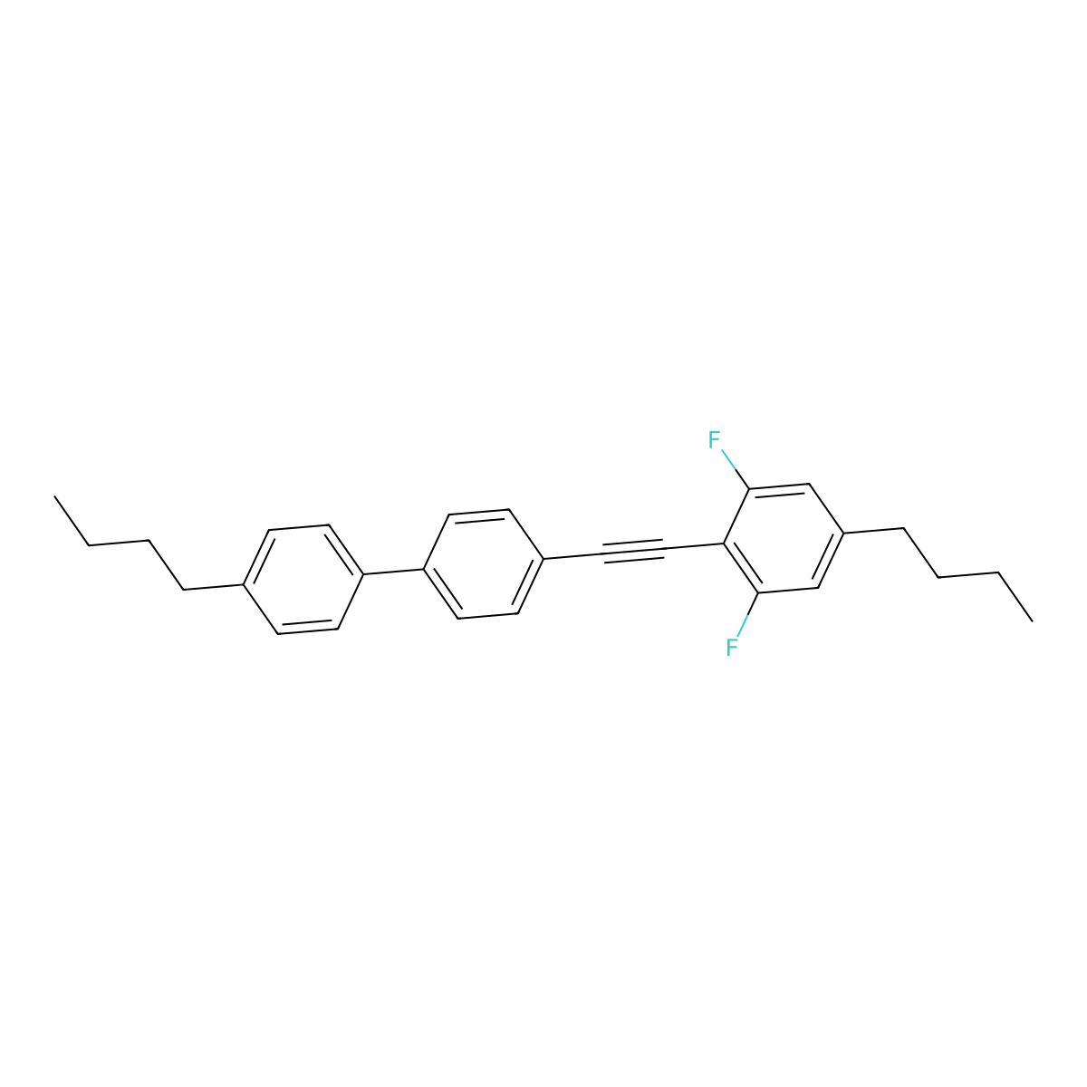 1,1'-Biphenyl, 4-butyl-4'-[(4-butyl-2,6-difluorophenyl)ethynyl]- molecular structure, CAS 221526-80-3