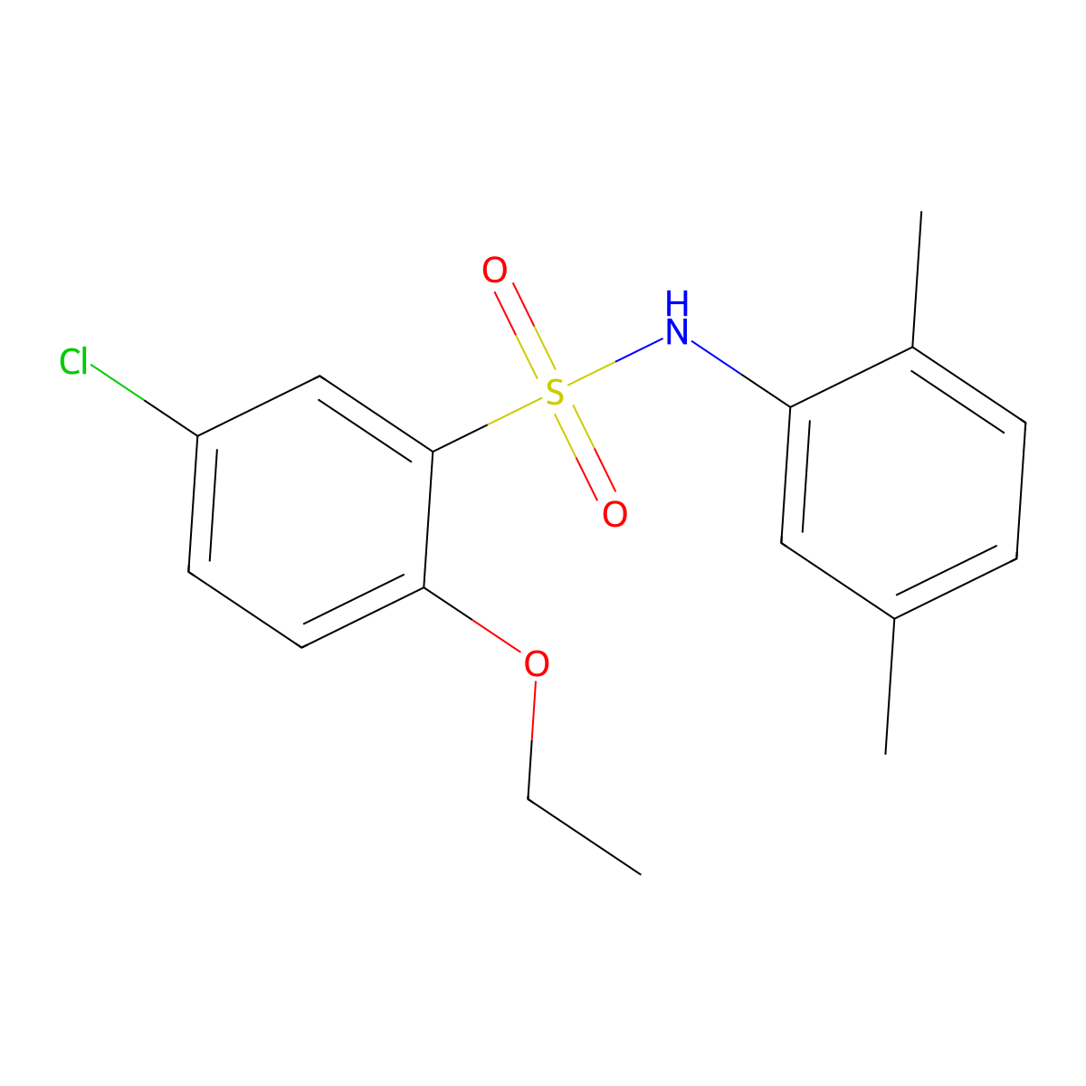 5-chloro-N-(2,5-dimethylphenyl)-2-ethoxybenzene-1-sulfonamide molecular structure, CAS 2215294-66-7