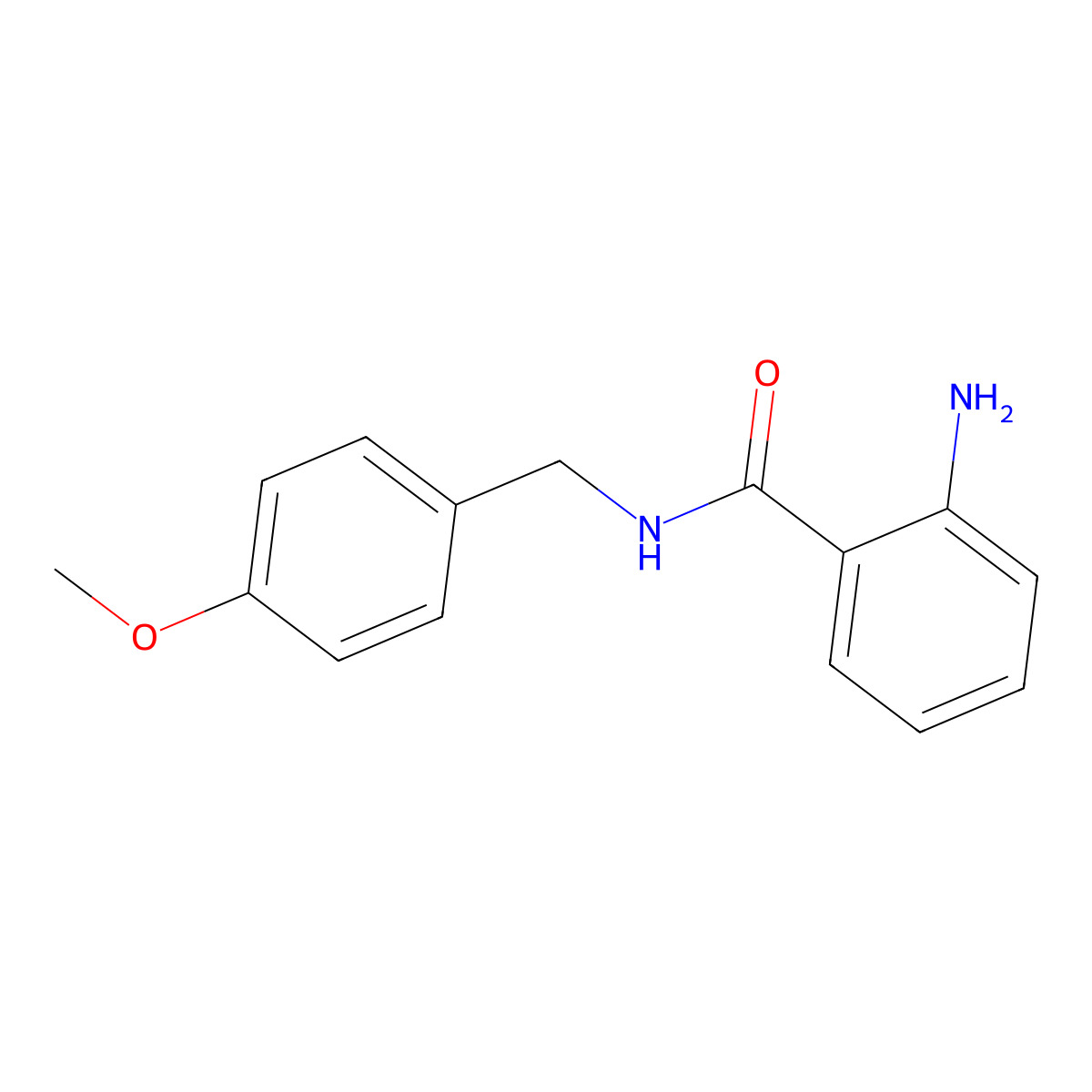 2-amino-N-(4-methoxybenzyl)benzamide molecular structure, CAS 221539-30-6