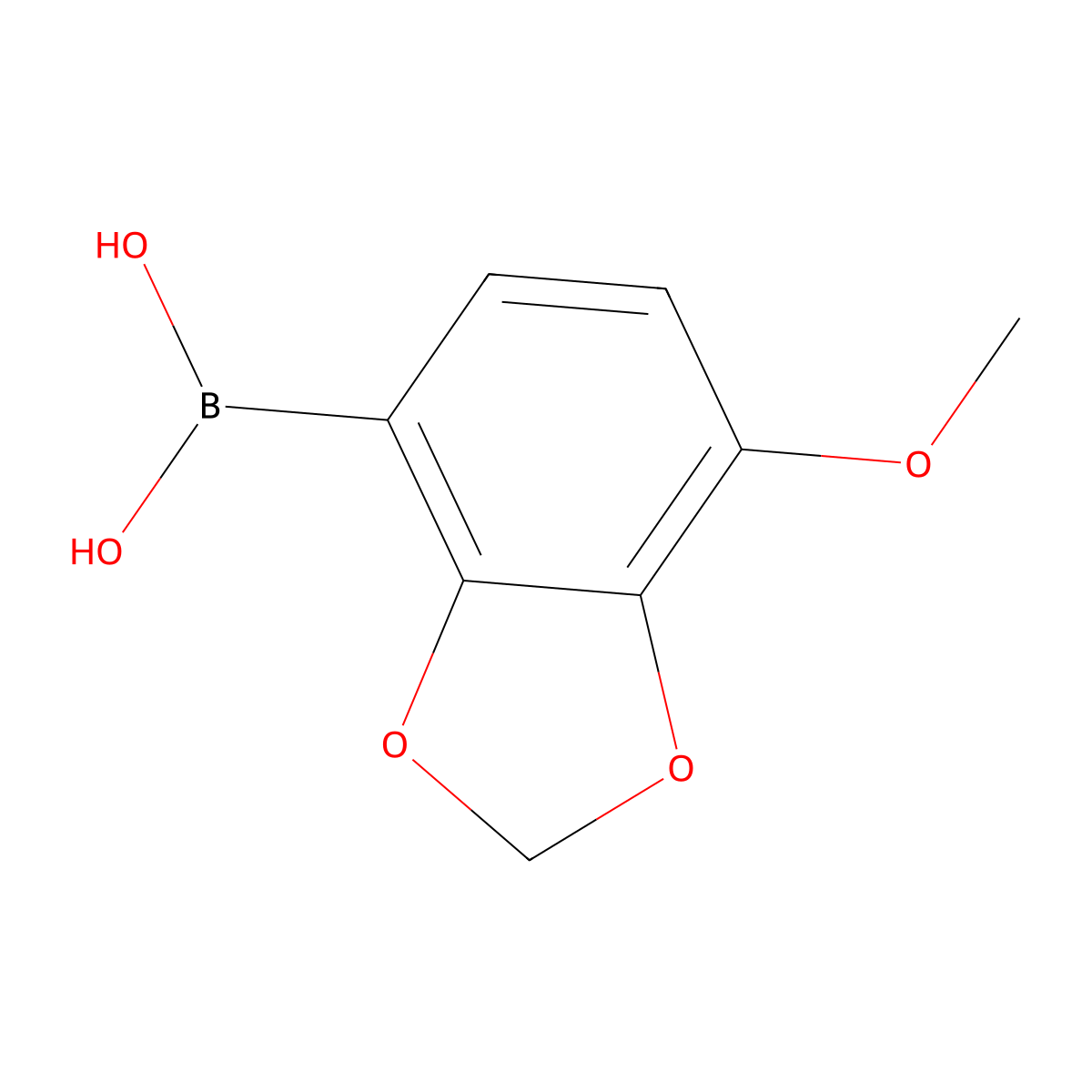 (7-Methoxybenzo[D][1,3]dioxol-4-YL)boronic acid molecular structure, CAS 221545-11-5