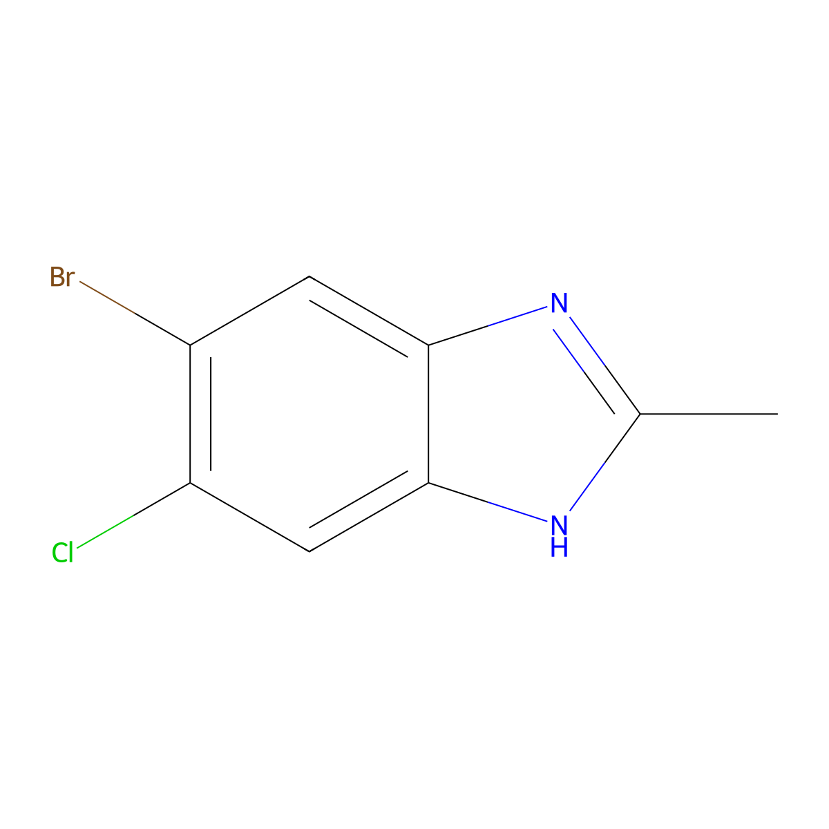 6-bromo-5-chloro-2-methyl-1H-1,3-benzodiazole molecular structure, CAS 221548-18-1