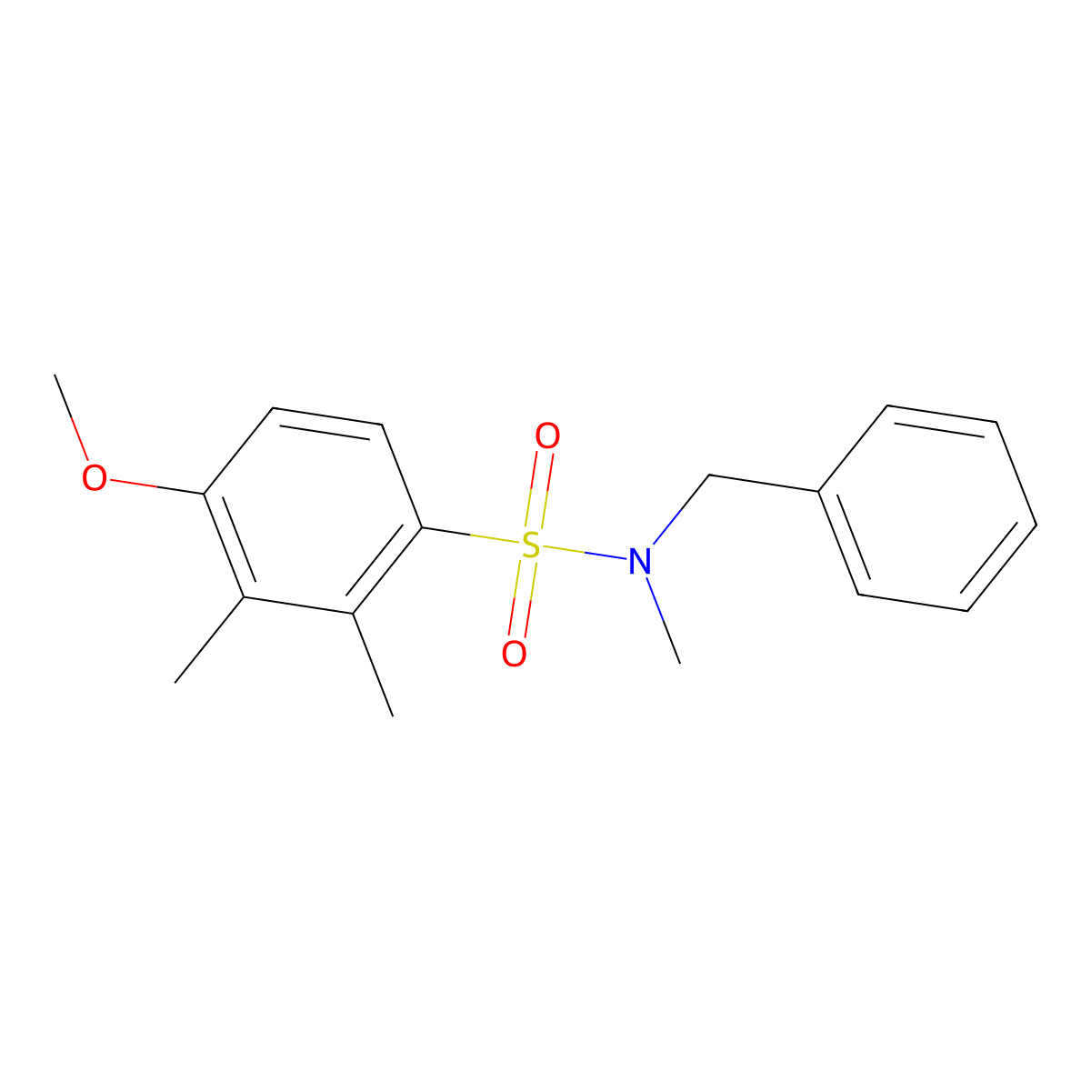 N-benzyl-4-methoxy-N,2,3-trimethylbenzene-1-sulfonamide molecular structure, CAS 2215559-18-3