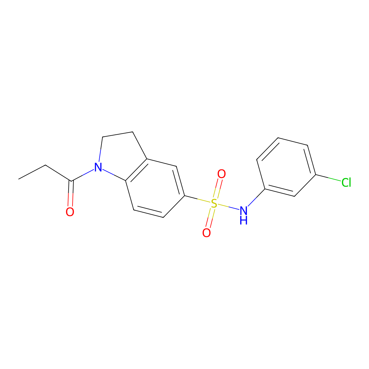 N-(3-chlorophenyl)-1-propionylindoline-5-sulfonamide molecular structure, CAS 2215644-22-5