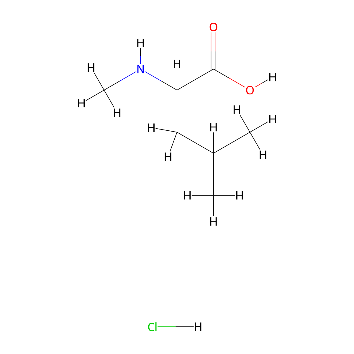 N-Me-dl-leu-oh HCl molecular structure, CAS 2215857-49-9