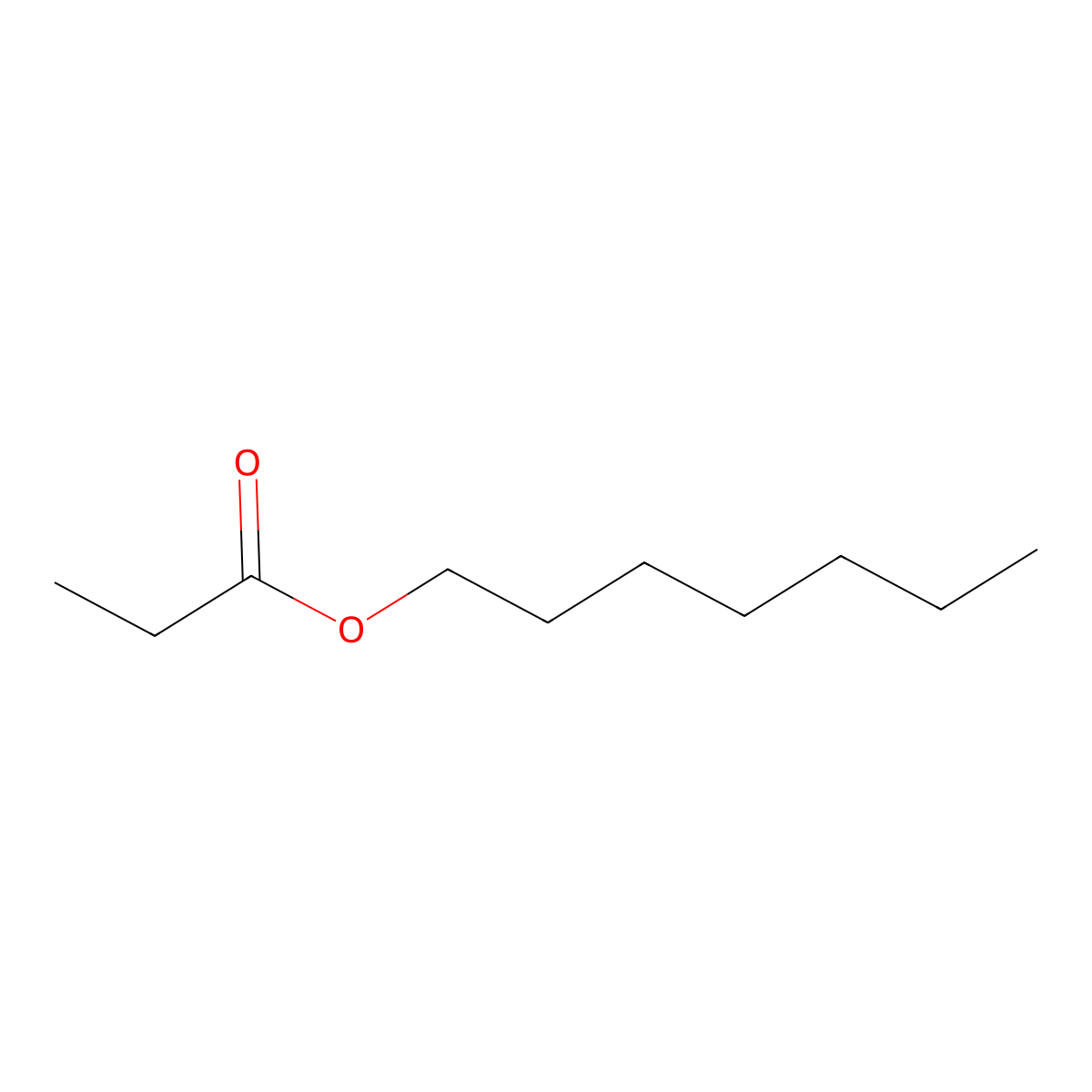 Heptyl propionate molecular structure, CAS 2216-81-1
