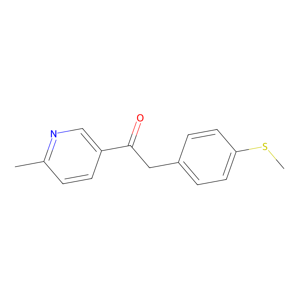 1-(6-Methylpyridin-3-yl)-2-(4-(methylthio)phenyl)ethanone molecular structure, CAS 221615-72-1