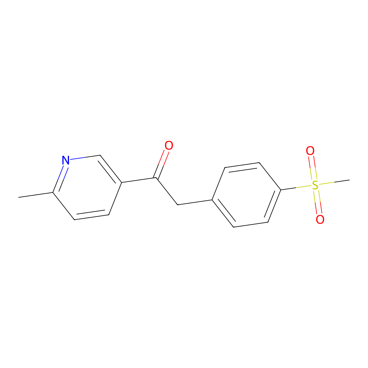 1-(6-Methylpyridin-3-yl)-2-(4-(methylsulfonyl)phenyl)ethanone molecular structure, CAS 221615-75-4
