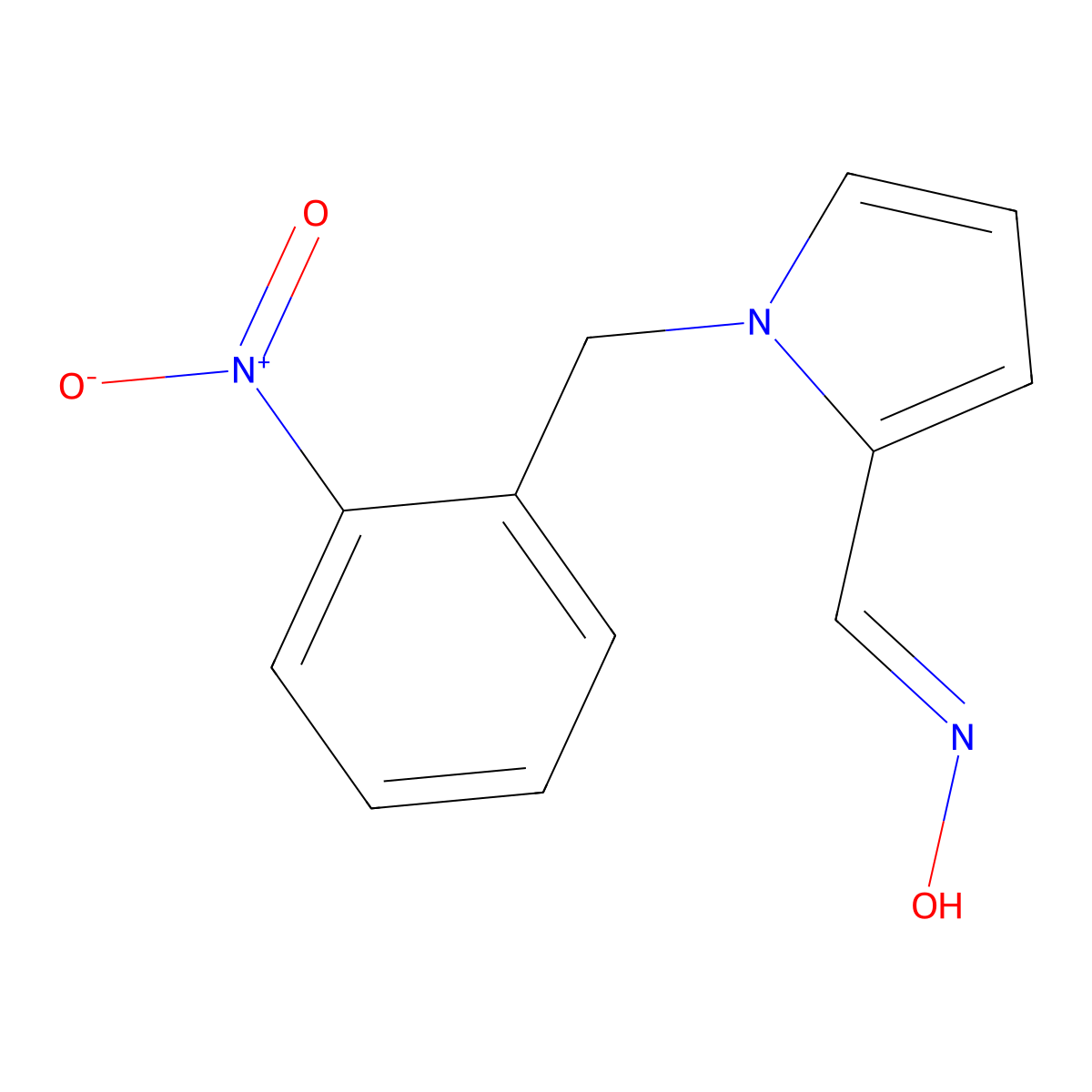 1-(2-nitrobenzyl)-1H-pyrrole-2-carbaldehyde oxime molecular structure, CAS 22162-52-3