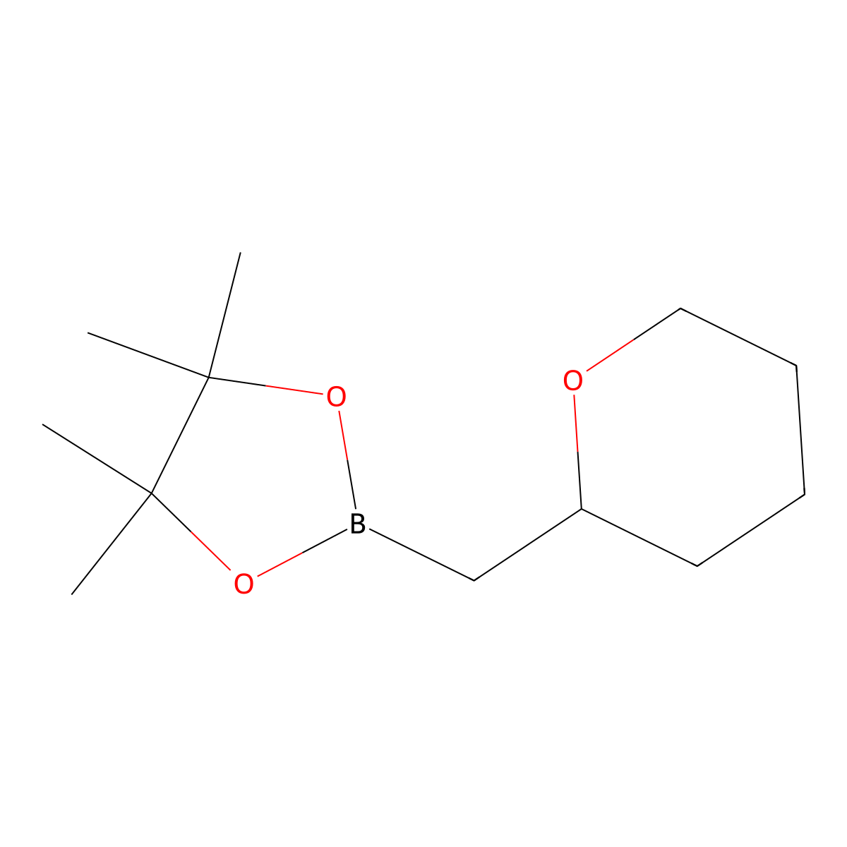 4,4,5,5-Tetramethyl-2-[(oxan-2-yl)methyl]-1,3,2-dioxaborolane molecular structure, CAS 221620-92-4