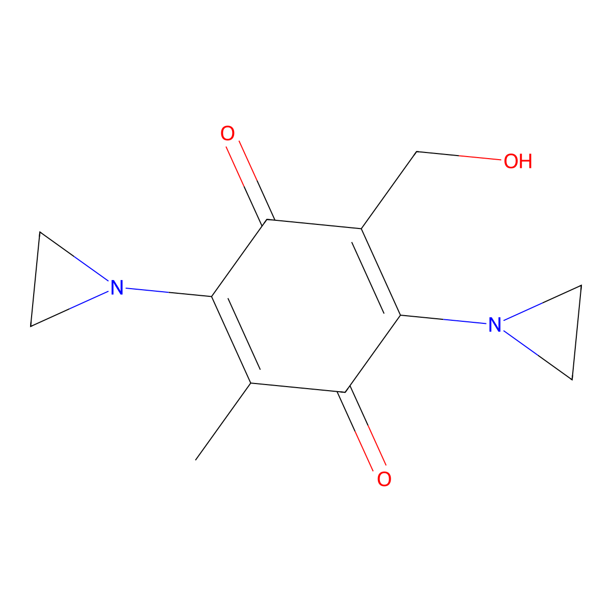 2,5-Bis(1-aziridinyl)-3-(hydroxymethyl)-6-methyl-2,5-cyclohexadiene-1,4-dione molecular structure, CAS 221635-42-3