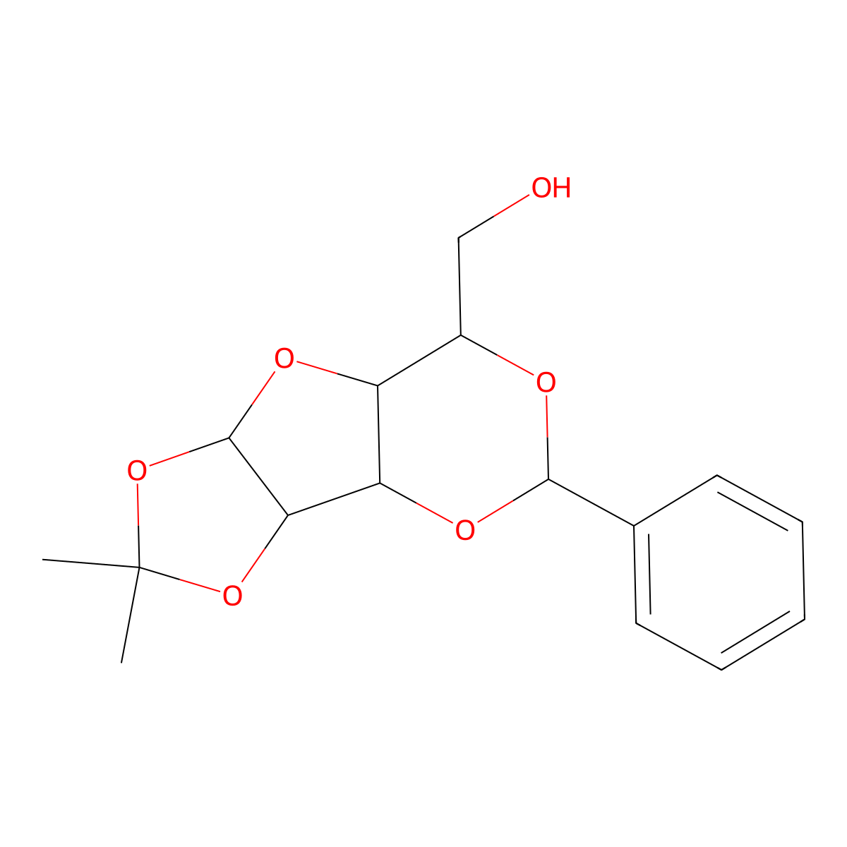 3,5-O-benzylidene-1,2-O-isopropylideneglucofuranose molecular structure, CAS 22164-09-6