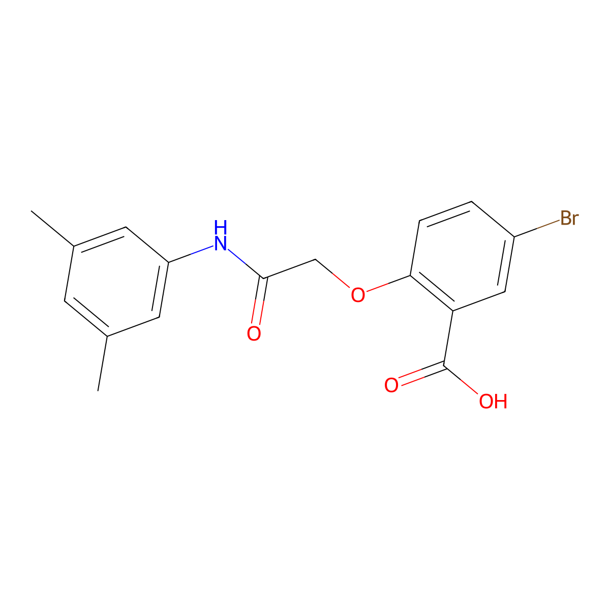 5-Bromo-2-{[(3,5-dimethylphenyl)carbamoyl]methoxy}benzoicacid molecular structure, CAS 2216445-84-8